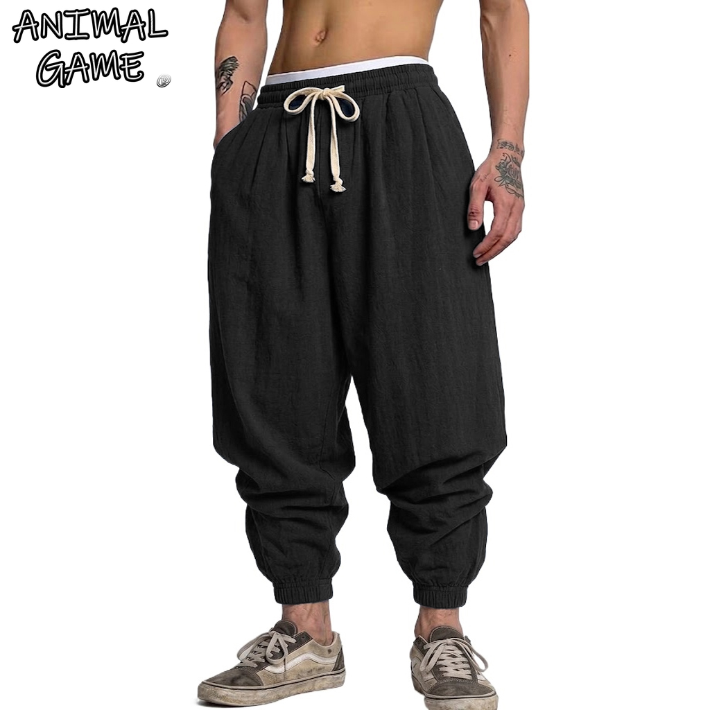 Short Linen Drawstring - Koreaanse katoenen linnen broek herfst heren