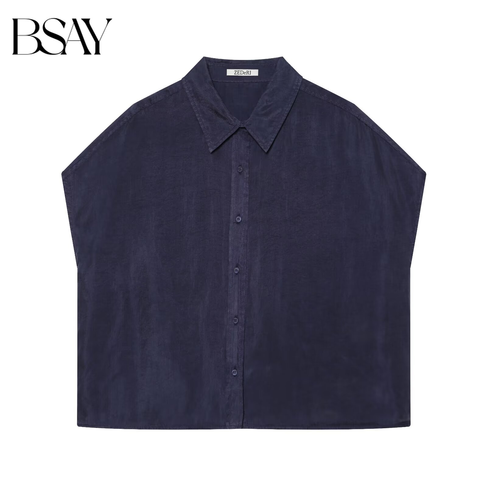 Shirt Camp Collar - BSAY Nieuwe damesmode revers mouwloos shirt