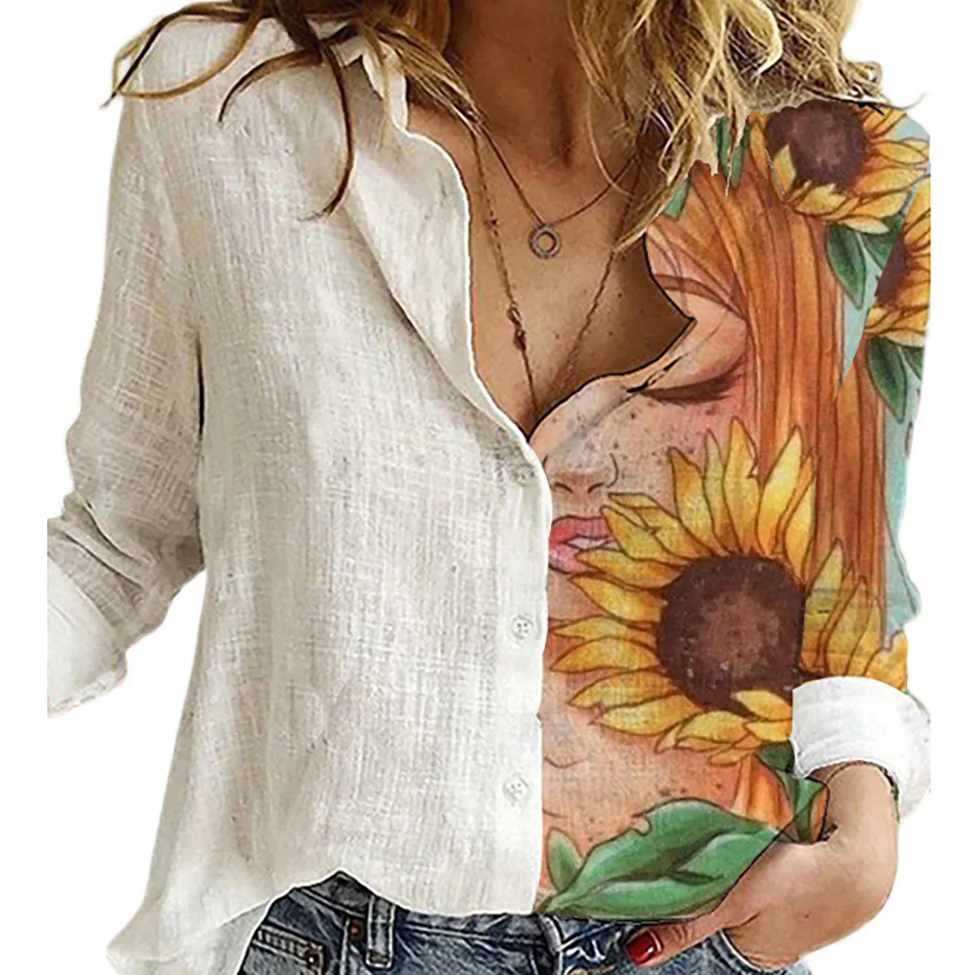 Dames lente en herfst lange mo - Shirt Camp Collar recensie en prijs